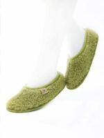 Papuci de casa lana cu talpa aniderapanta verde Ballerinas Alwero