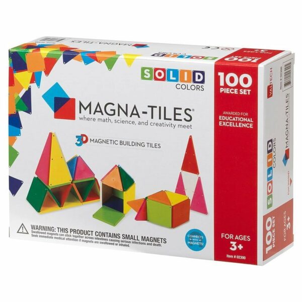 Magna-Tiles Set 100 piese magnetice de constructie colorate