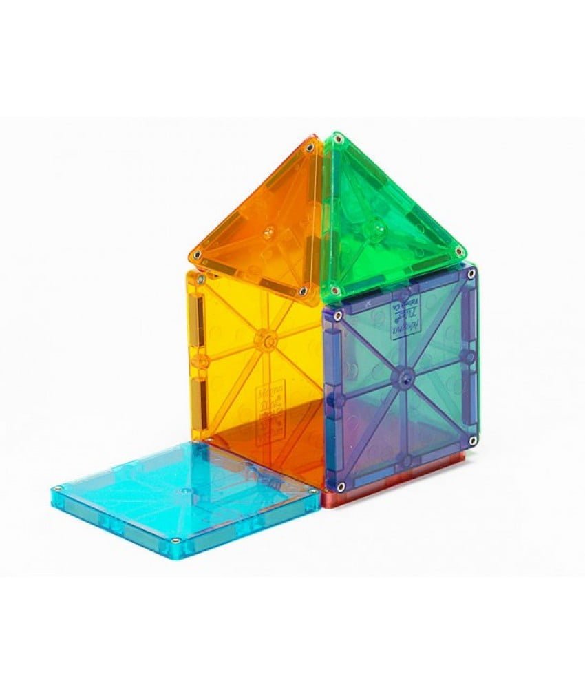 Magna-Tiles Set 100 piese magnetice de constructie transparente colorate 3