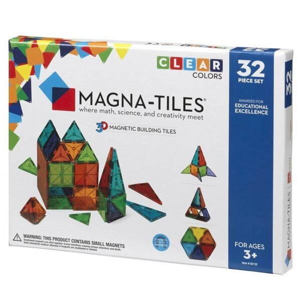 Magna-Tiles Set 32 piese magnetice de constructie transparente colorate ok