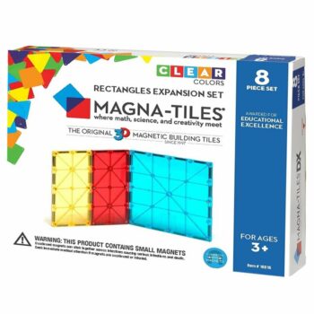 Magna-Tiles Set de extindere - 8 dreptunghiuri magnetice de constructie transparente colorate