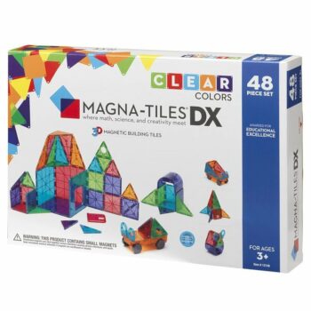 Magna-Tiles Set deluxe 48 piese magnetice de constructie transparente colorate