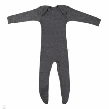 Salopetă – pijama overall gri închis din lână merinos organică pentru bebeluși Dilling