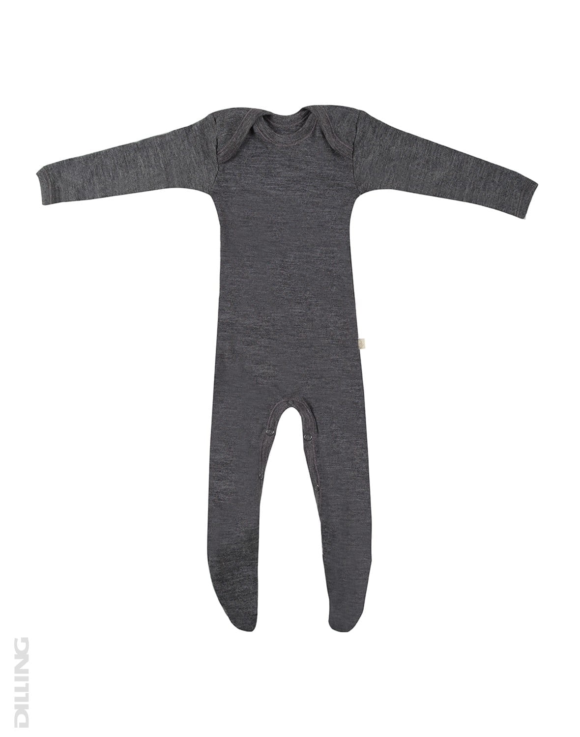 Salopetă – pijama overall gri închis din lână merinos organică pentru bebeluși Dilling