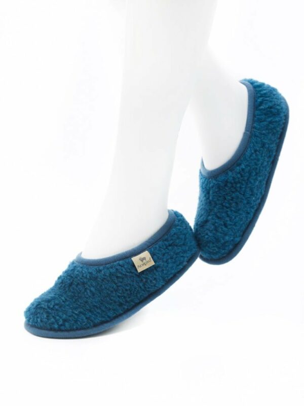 Papuci de casa lana cu talpa aniderapanta azure Ballerinas Alwero