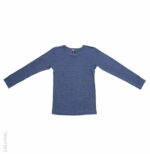Bluza cu maneca lunga albastru din lana merinos si matase organica pentru copii Dilling