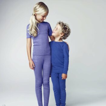 Bluza cu maneca lunga albastru din lana merinos si matase organica pentru copii Dilling 2