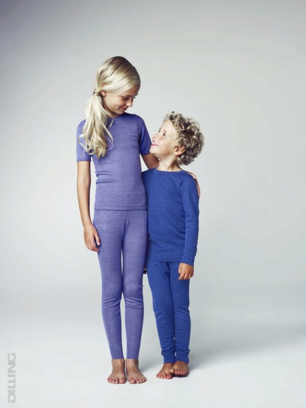Bluza cu maneca lunga albastru din lana merinos si matase organica pentru copii Dilling 2