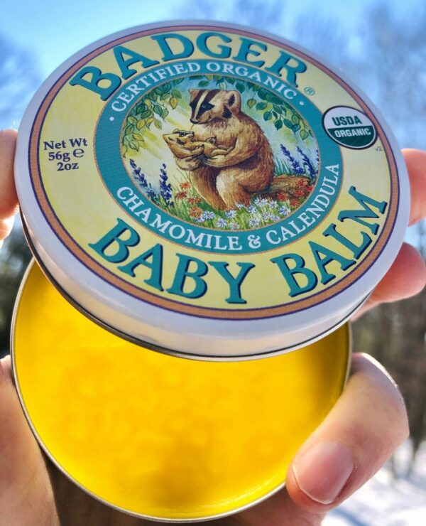 Mini balsam pentru bebeluşi cu gălbenele şi muşeţel 21g Baby Balm Badger 3