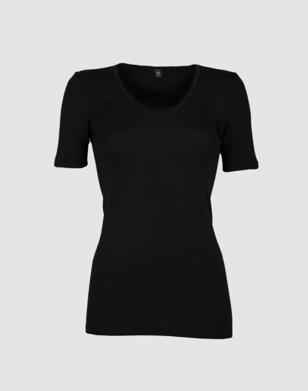 Tricou cu mânecă scurtă black din lână merinos organică pentru femei Dilling 2