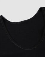 Tricou cu mânecă scurtă black din lână merinos organică pentru femei Dilling 3