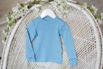 Bluza cu maneca lunga baby blue din lana merinos organica pentru copii Green Rose