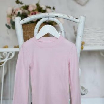 Bluza cu maneca lunga baby pink din lana merinos organica pentru copii Green Rose