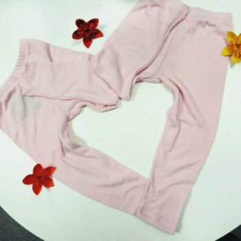 Pantaloni colanti baby pink din lana merinos organica pentru copii Green Rose