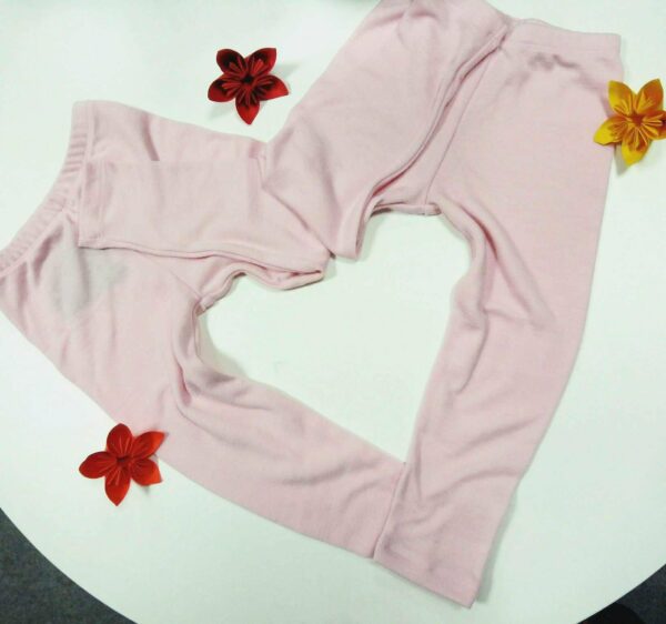 Pantaloni colanti baby pink din lana merinos organica pentru copii Green Rose