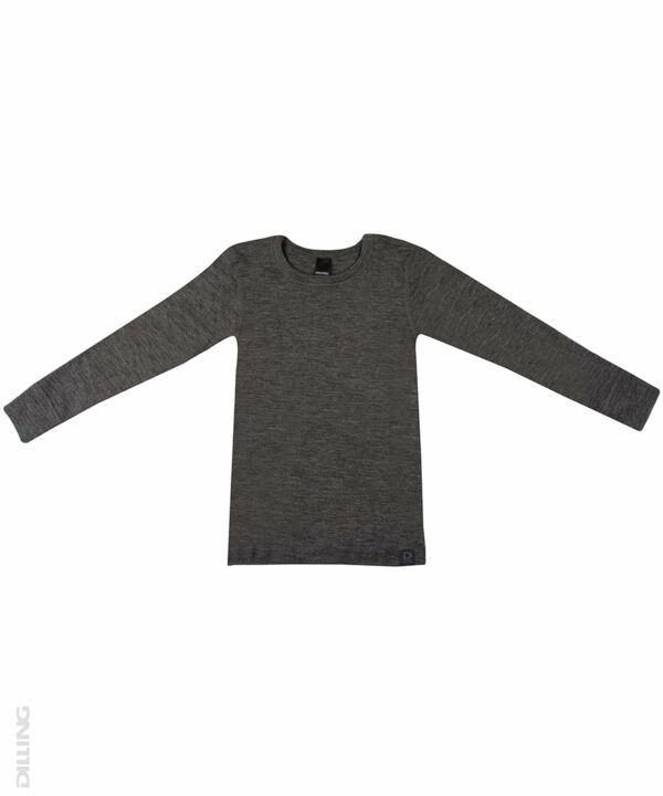 Bluză cu mânecă lungă gri închis din lână merinos organică pentru copii Dilling