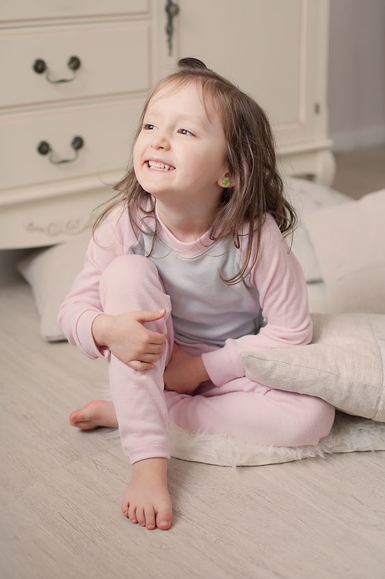 Bluză cu mânecă lungă gray - baby pink din lână merinos organică pentru copii Green Rose 2