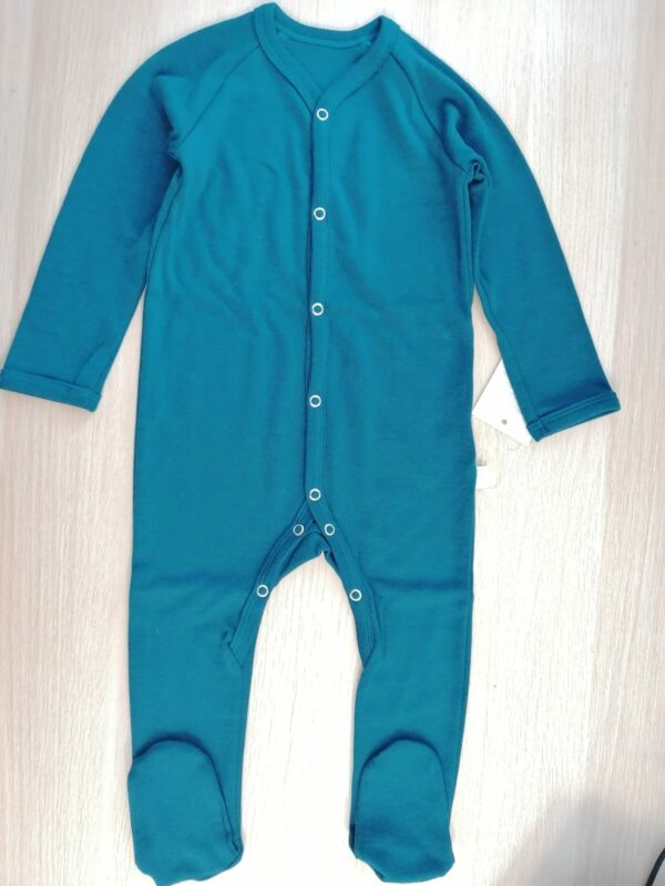 Salopetă – pijama overall din lână merinos organică pentru bebeluși navy blue Green Rose