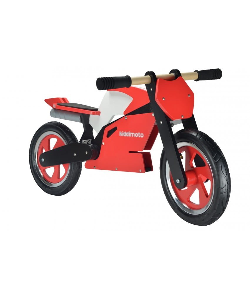 Bicicletă de echilibru din lemn - SuperBike Red Kiddimoto | Natural Care  Shop