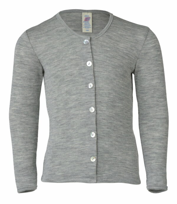 Cardigan din lana merinos si matase organica pentru copii gri deschis Engel