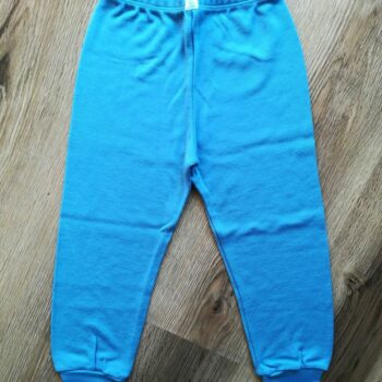 Pantaloni comozi baby blue din lana merinos organica pentru copii Green Rose