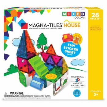 Magna-Tiles Set 30 piese magnetice de constructie colorate cu autocolante House
