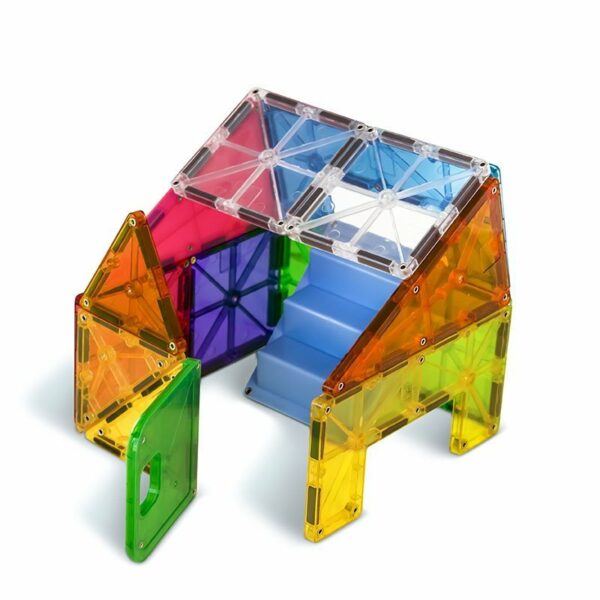 Magna-Tiles Set 30 piese magnetice de constructie colorate cu autocolante House