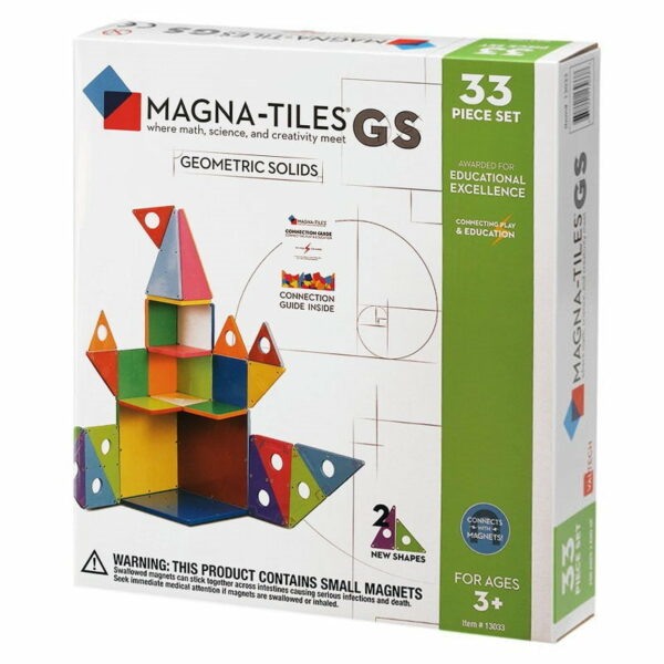 Magna-Tiles Set 33 piese magnetice de constructie colorate Geometric