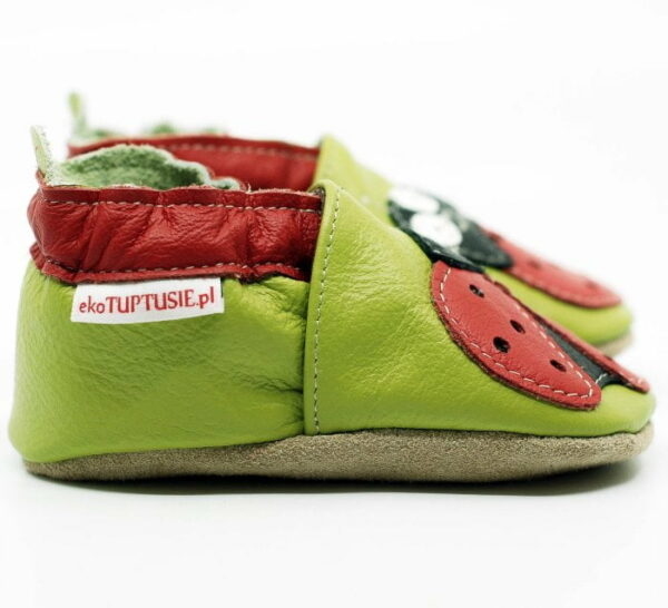 Pantofi din piele cu talpa moale Fiorino EkoTuptusie V2 Faster - Cheerful Ladybug