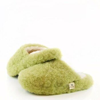 Papuci de casa lana cu talpa aniderapanta green pea Comfy Alwero