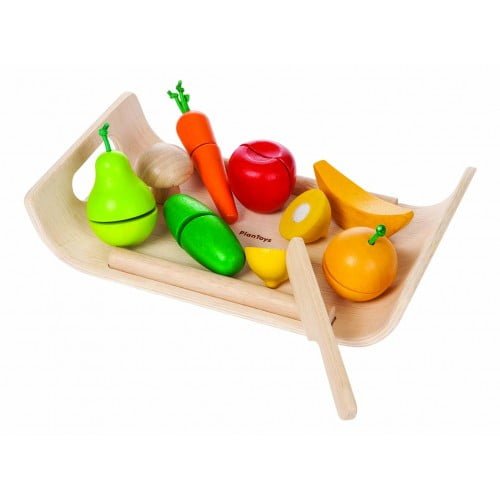 Set cu fructe si legume asortate Plan Toys