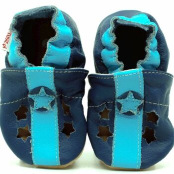 Pantofi sandale din piele cu talpa moale Fiorino EkoTuptusie V2 Faster - Blue Stars