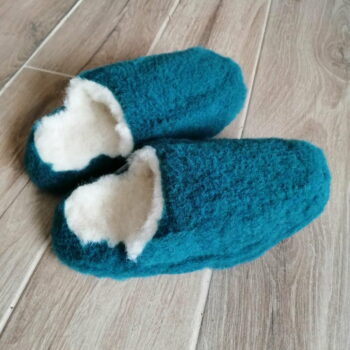 Papuci de casa lana cu talpa aniderapanta azure Comfy Alwero
