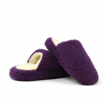Papuci de casă lână cu talpă antiderapantă violet Comfy Alwero