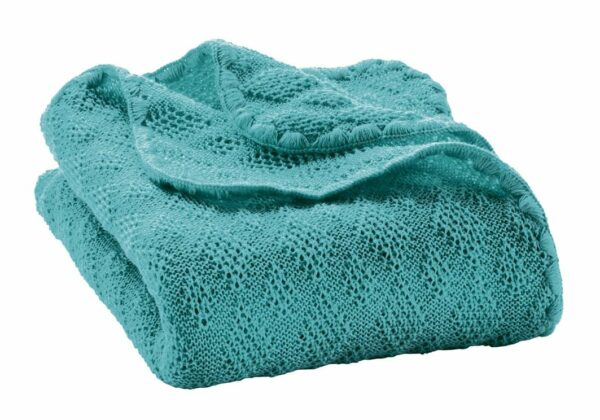 Patura Disana din lana merinos tricotata pentru bebelusi Lagoon