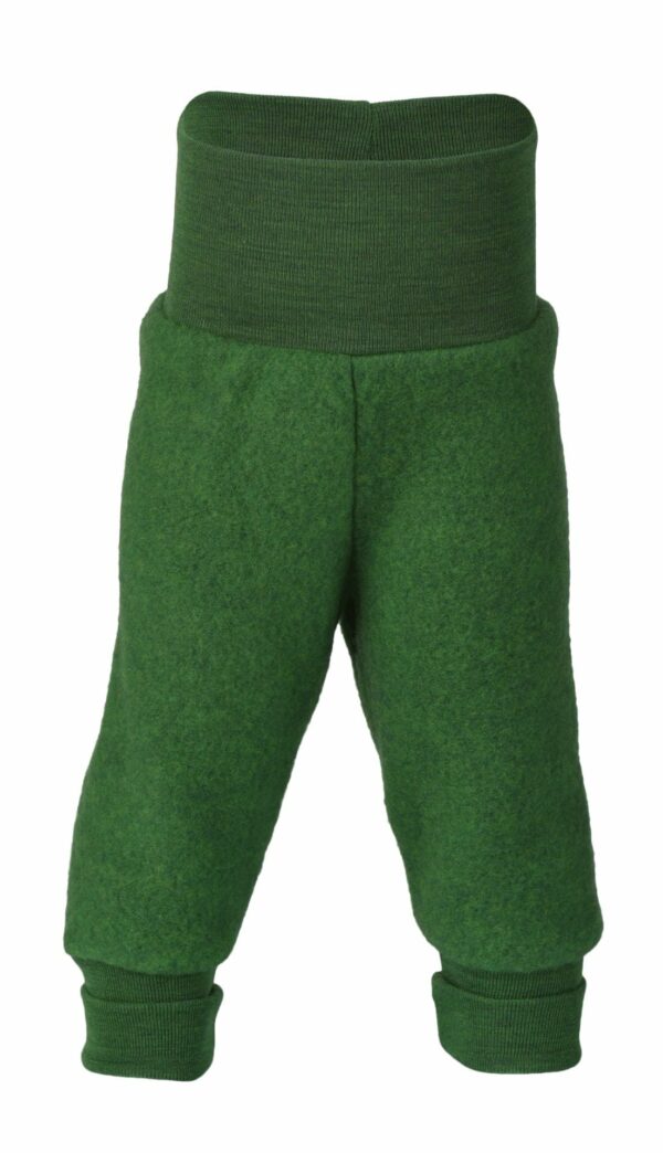 Pantaloni colanţi cu bandă lată green melange red din lână merinos fleece pentru copii Engel