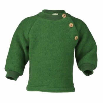 Pulover green melange din lână merinos organică fleece pentru copii - Engel