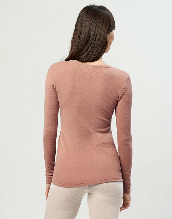 Bluză cu mânecă lungă roz din lână merinos organică pentru femei Dilling 4