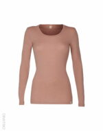 Bluză cu mânecă lungă roz pudrat din lână merinos organică pentru femei Dilling