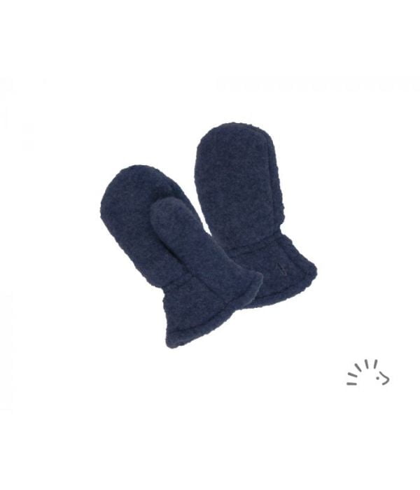 Mănuși groase din lână merinos organică fleece dark blue Iobio Popolini