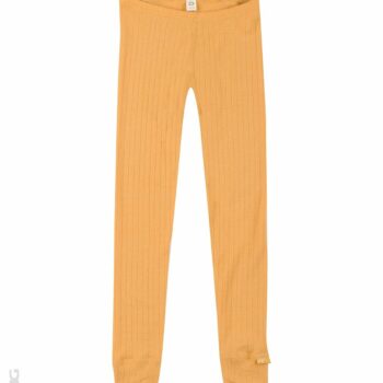 Pantaloni colanţi galbeni din lână merinos organică rib pentru copii Dilling