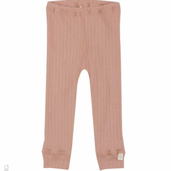 Pantaloni colanţi roz pudrat din lână merinos organică rib pentru bebeluşi Dilling