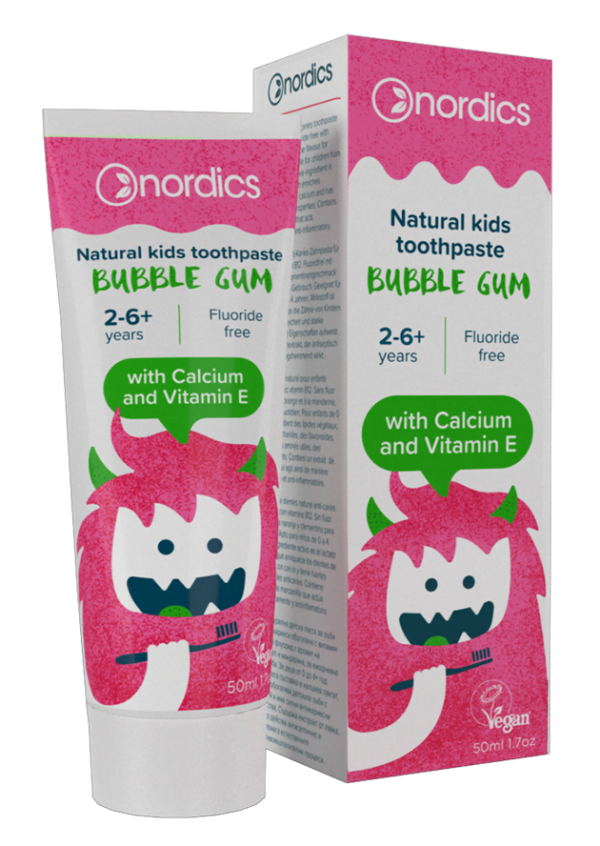 Pastă de dinți naturală pentru copii Bubble Gum 50ml Nordics