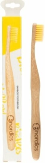 Periuță de dinți pentru adulți din bambus galbenă Nordics
