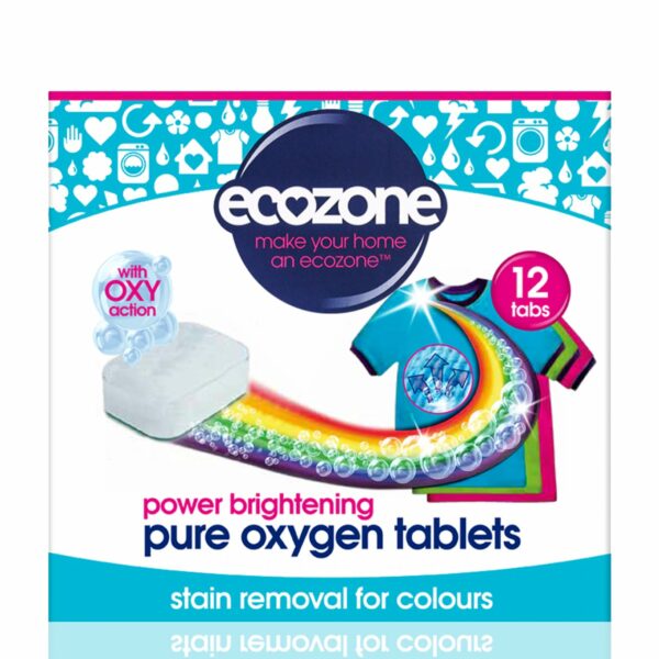 Tablete pe bază de oxigen activ pentru strălucirea hainelor colorate și îndepărtarea petelor rufe colorate 12 bucăți Ecozone