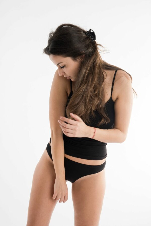 Chiloți tanga negri din bambus pentru femei Bambu