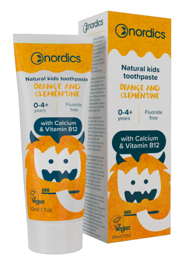 Pastă de dinți naturală pentru copii cu portocale și clementine 50ml Nordics