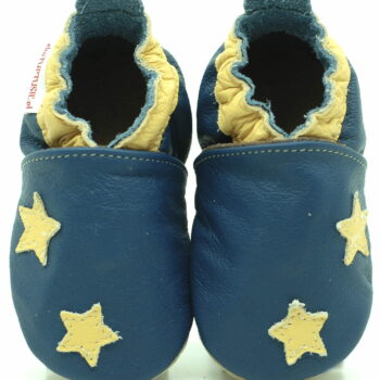 Pantofi din piele cu talpa moale Fiorino EkoTuptusie V2 Faster - Yellow Stars