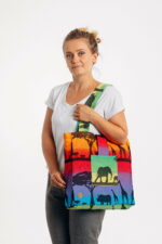 Lenny Lamb geantă textilă de umăr din material de wrap ţesut Rainbow Safari 2.0 1