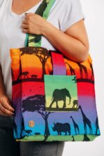 Lenny Lamb geantă textilă de umăr din material de wrap ţesut Rainbow Safari 2.0 2